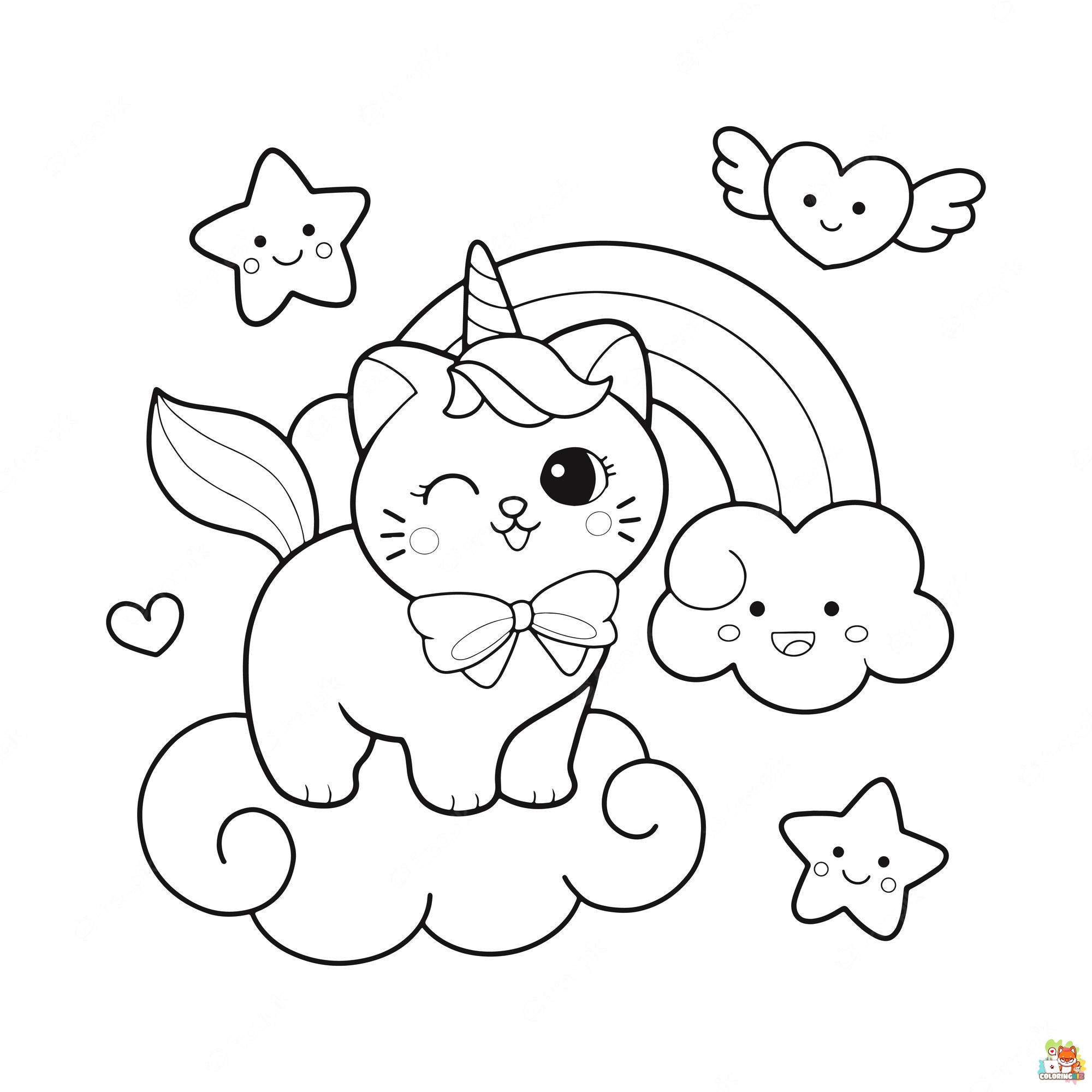 Unicorn Cat Coloring Pages 1
