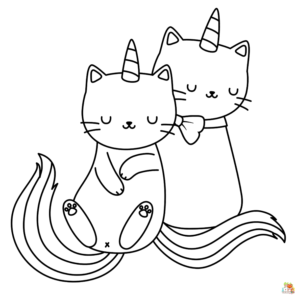 Unicorn Cat Coloring Pages 1