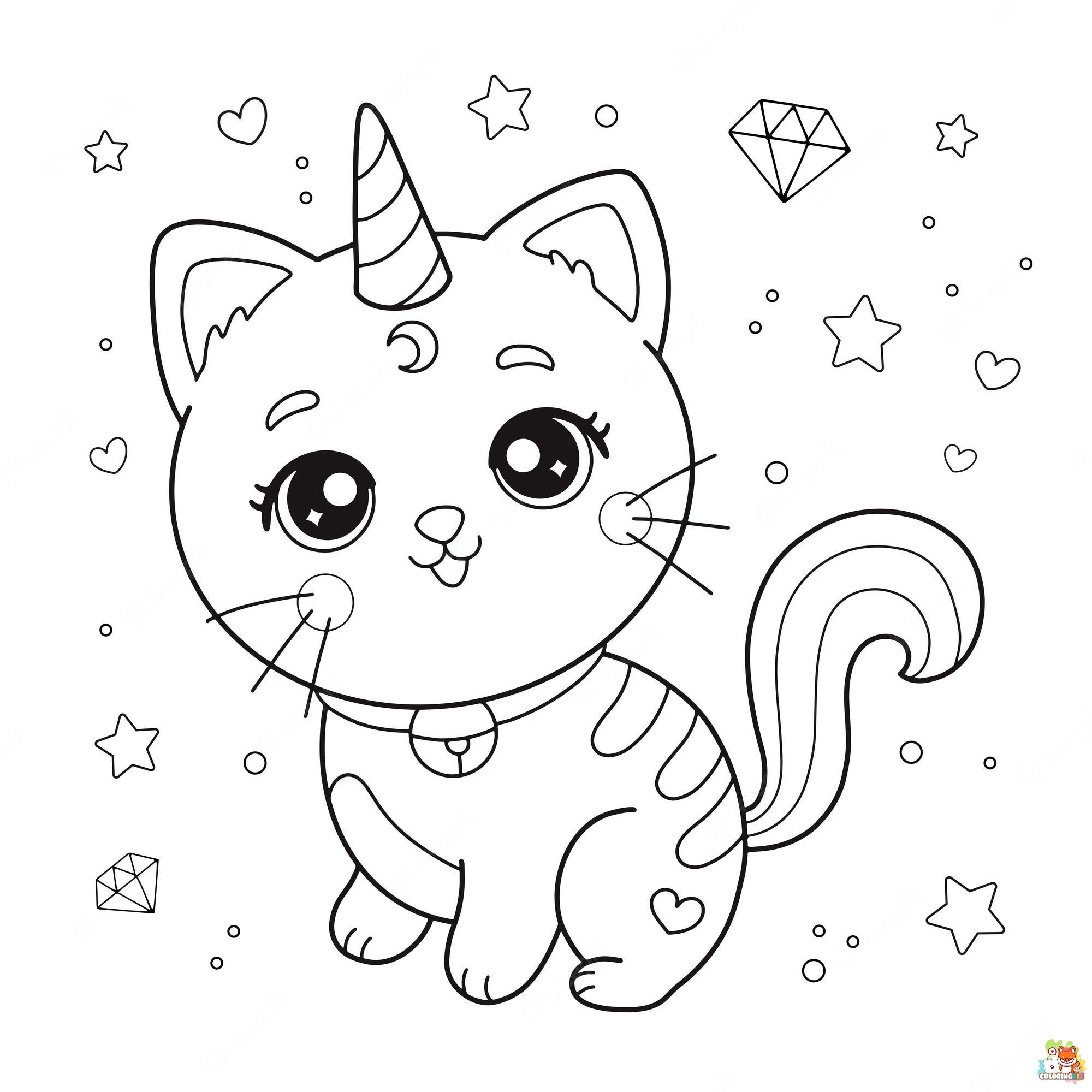 Unicorn Cat Coloring Pages 13