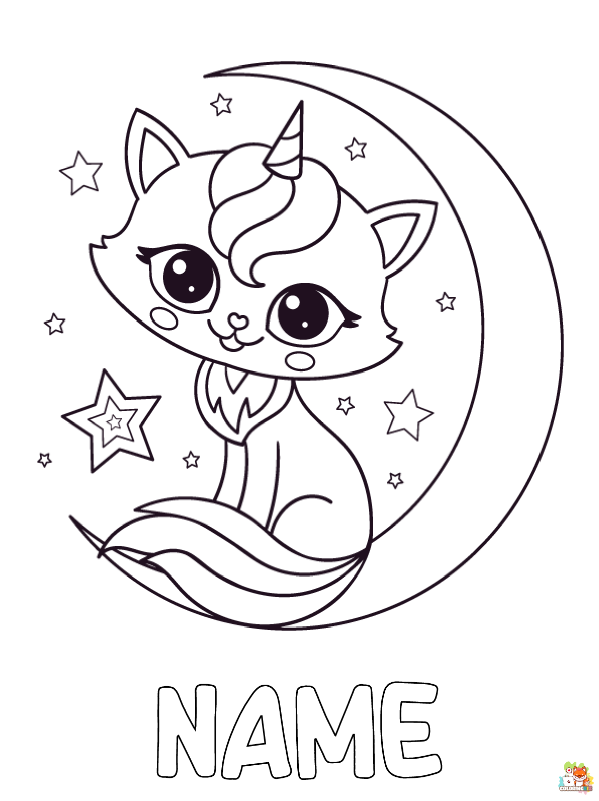 Unicorn Cat Coloring Pages 2