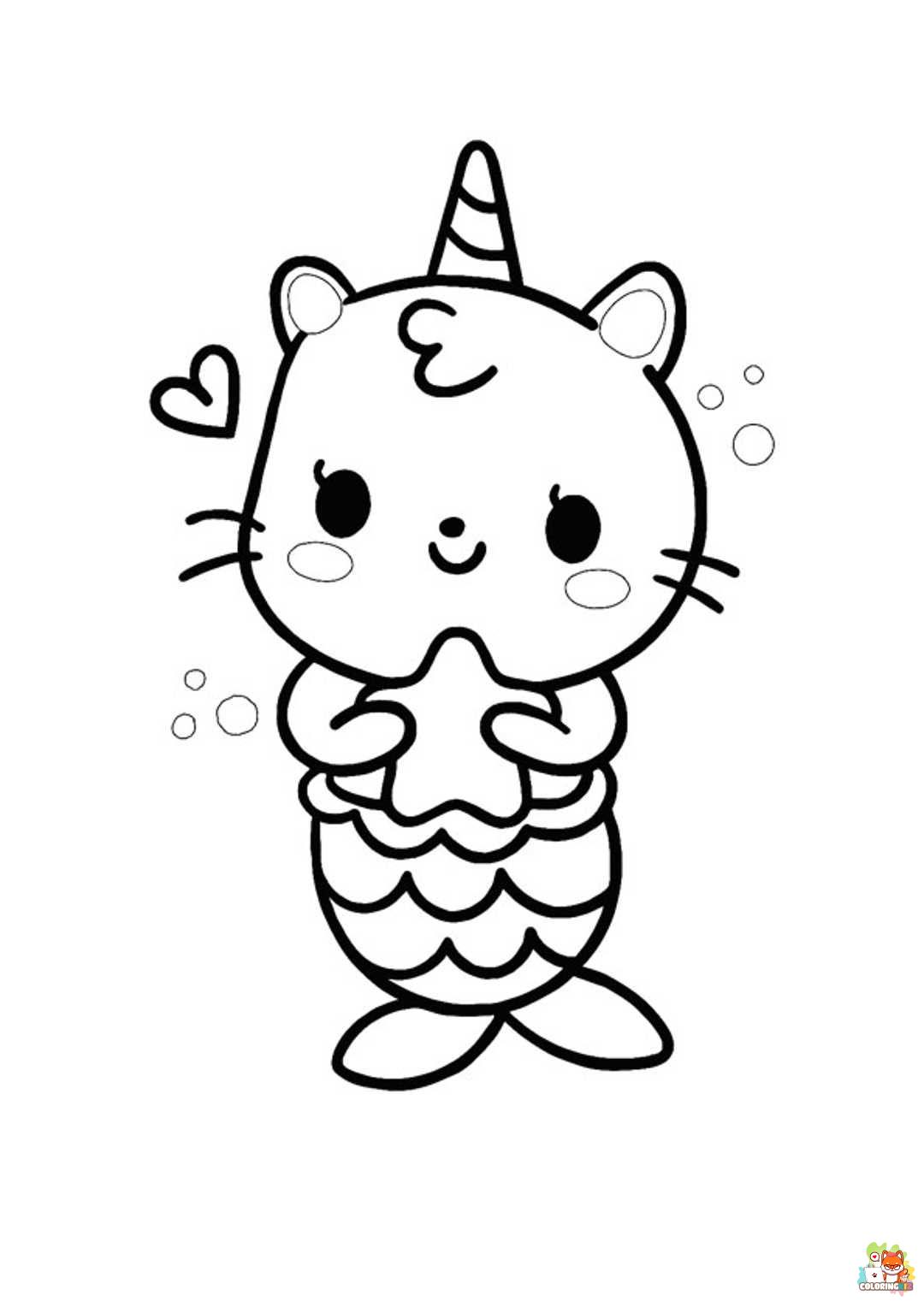 Unicorn Cat Coloring Pages 6
