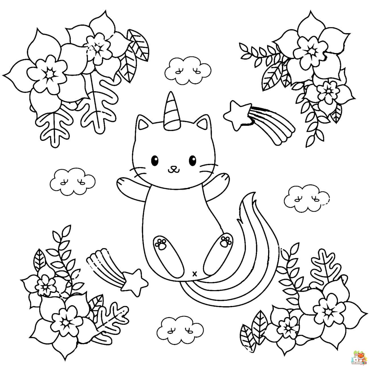 Unicorn Cat Coloring Pages 7
