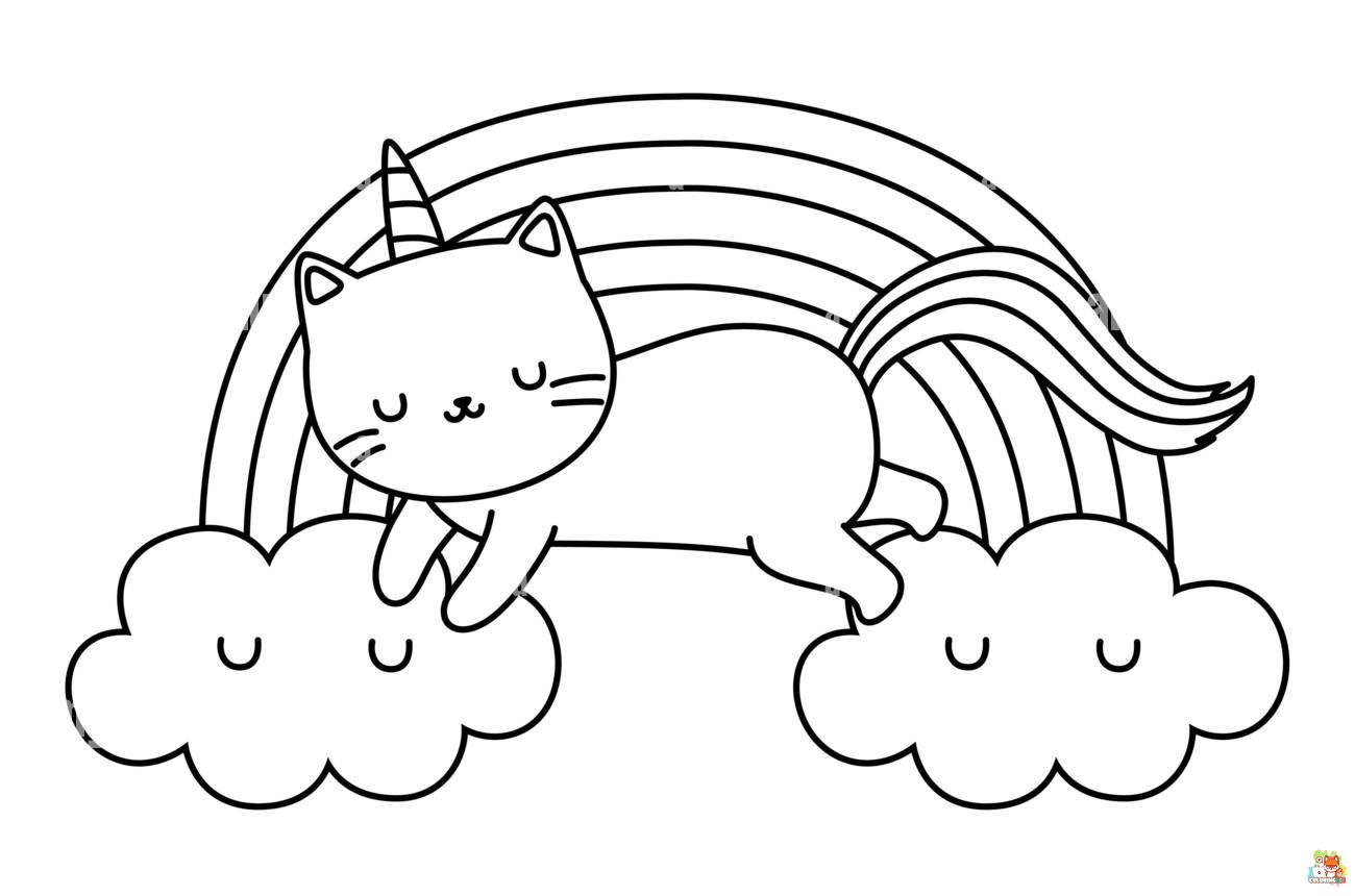 Unicorn Cat on Rainbow Coloring Pages 10