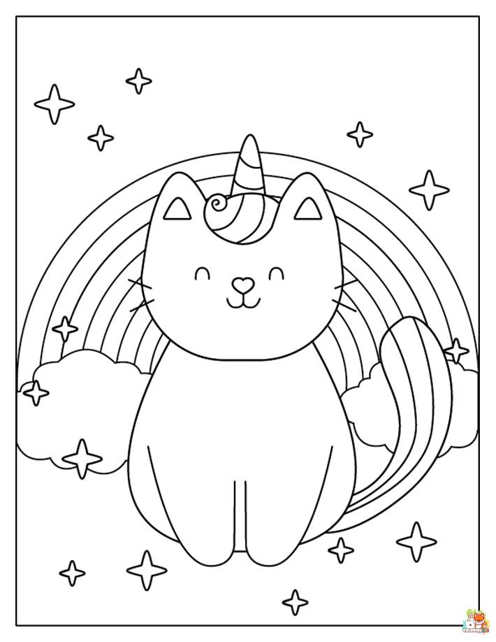 Unicorn Cat on Rainbow Coloring Pages 13