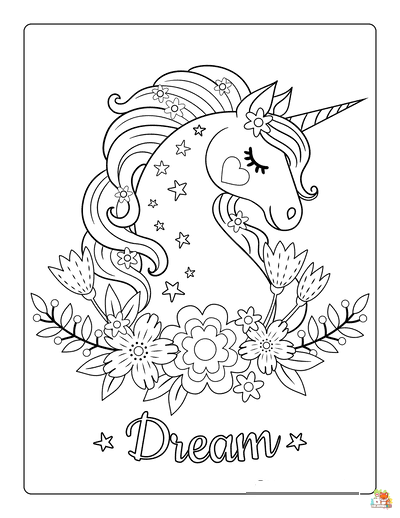 Unicorn Head And Roses Coloring Pages 4