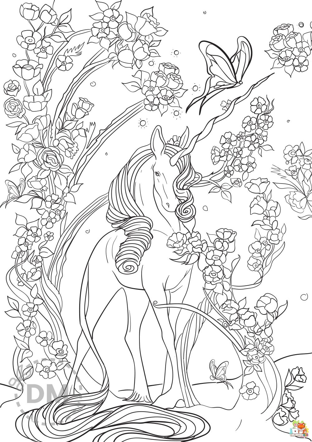 Unicorn In The Forest Coloring Pages 2