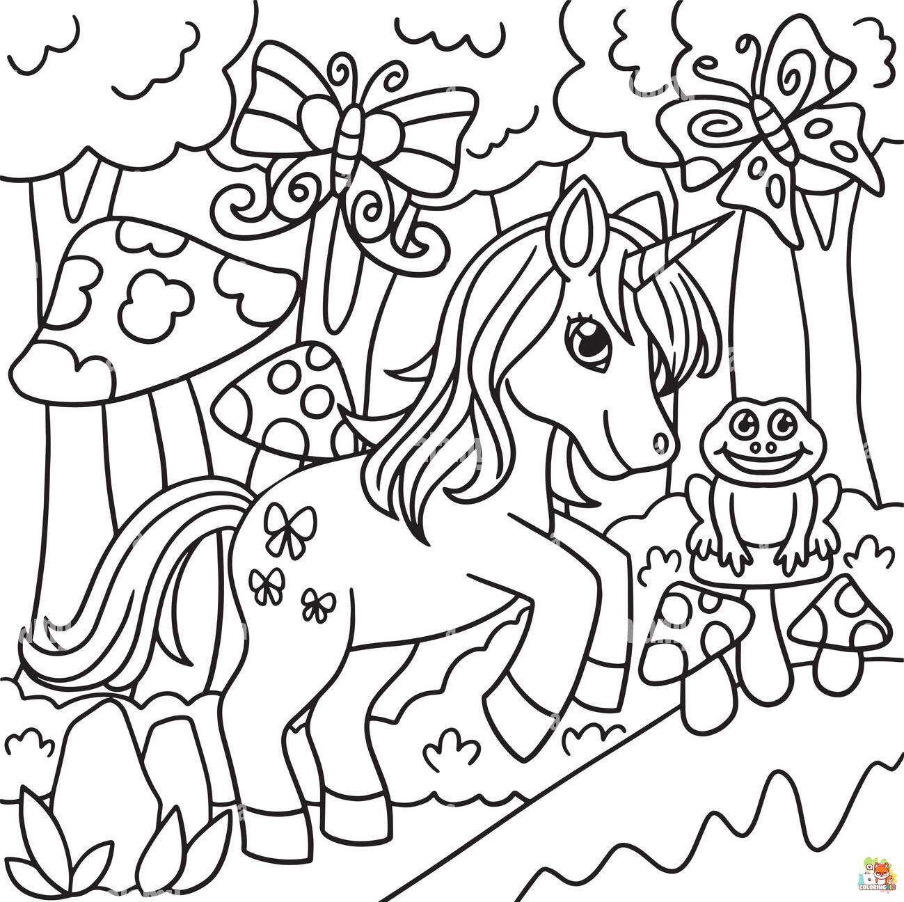 Unicorn In The Forest Coloring Pages 8