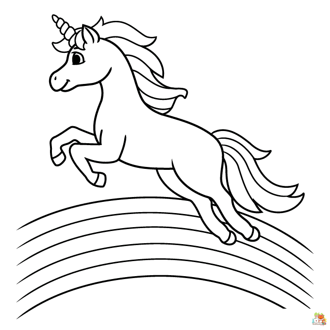 Unicorn Jumping Coloring Pages 1