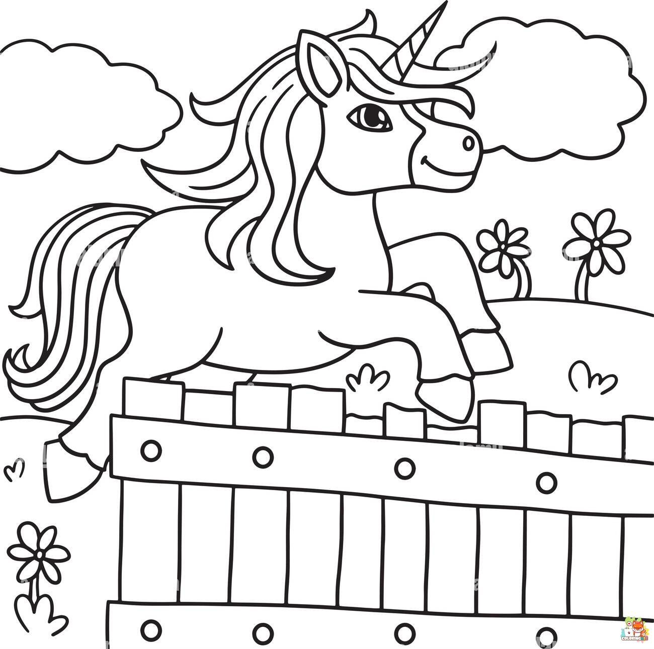 Unicorn Jumping Coloring Pages 7