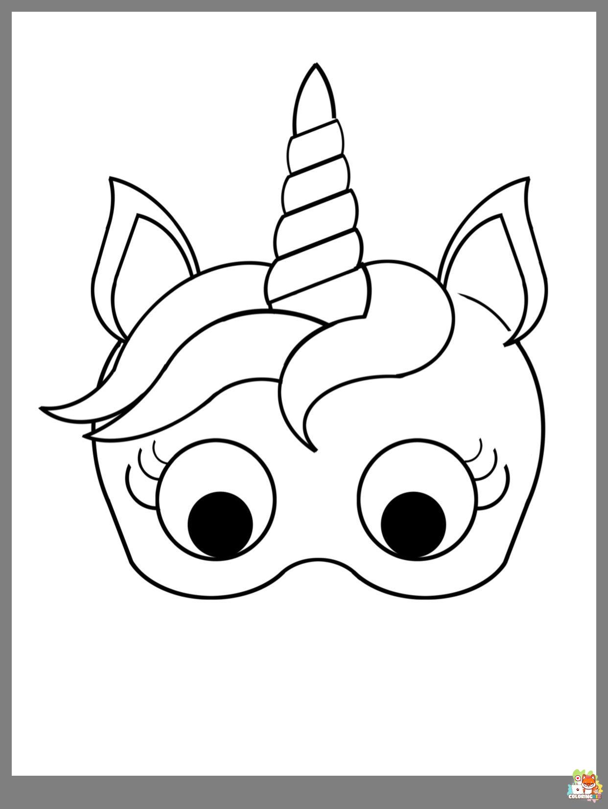 Unicorn Mask Coloring Pages 1