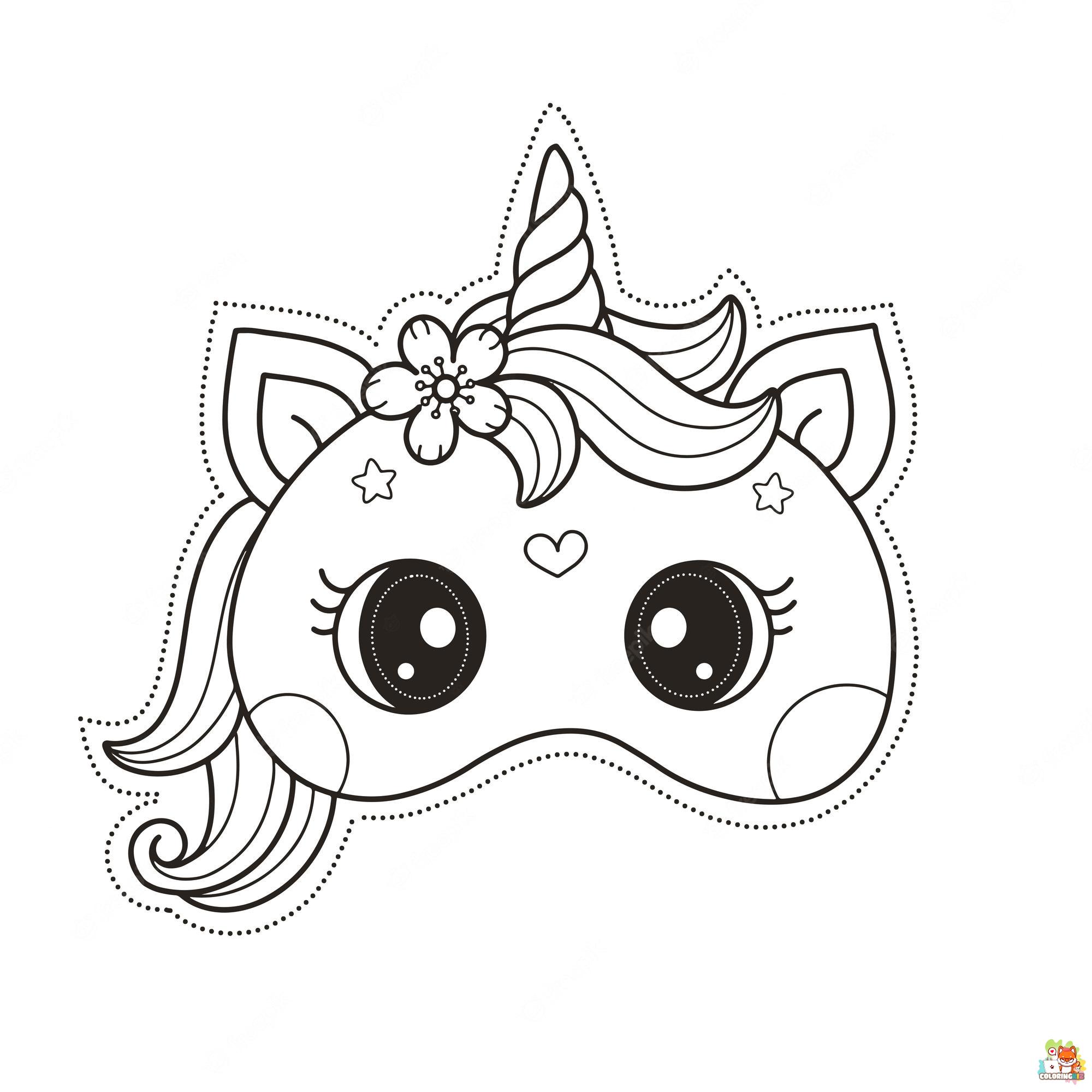 Unicorn Mask Coloring Pages 2