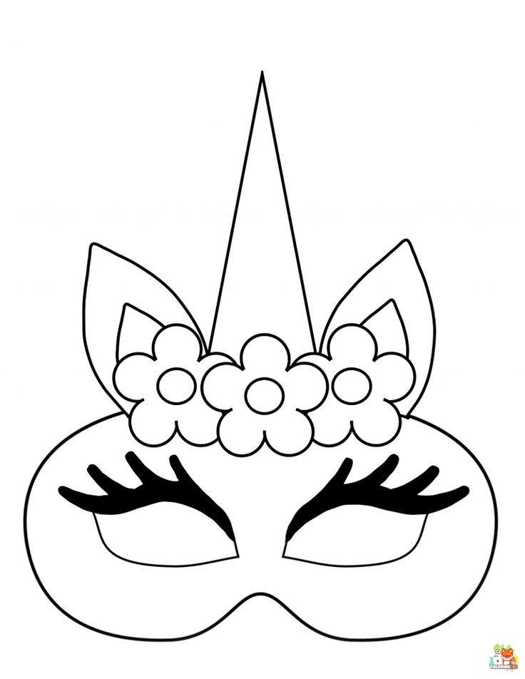 Unicorn Mask Coloring Pages 3