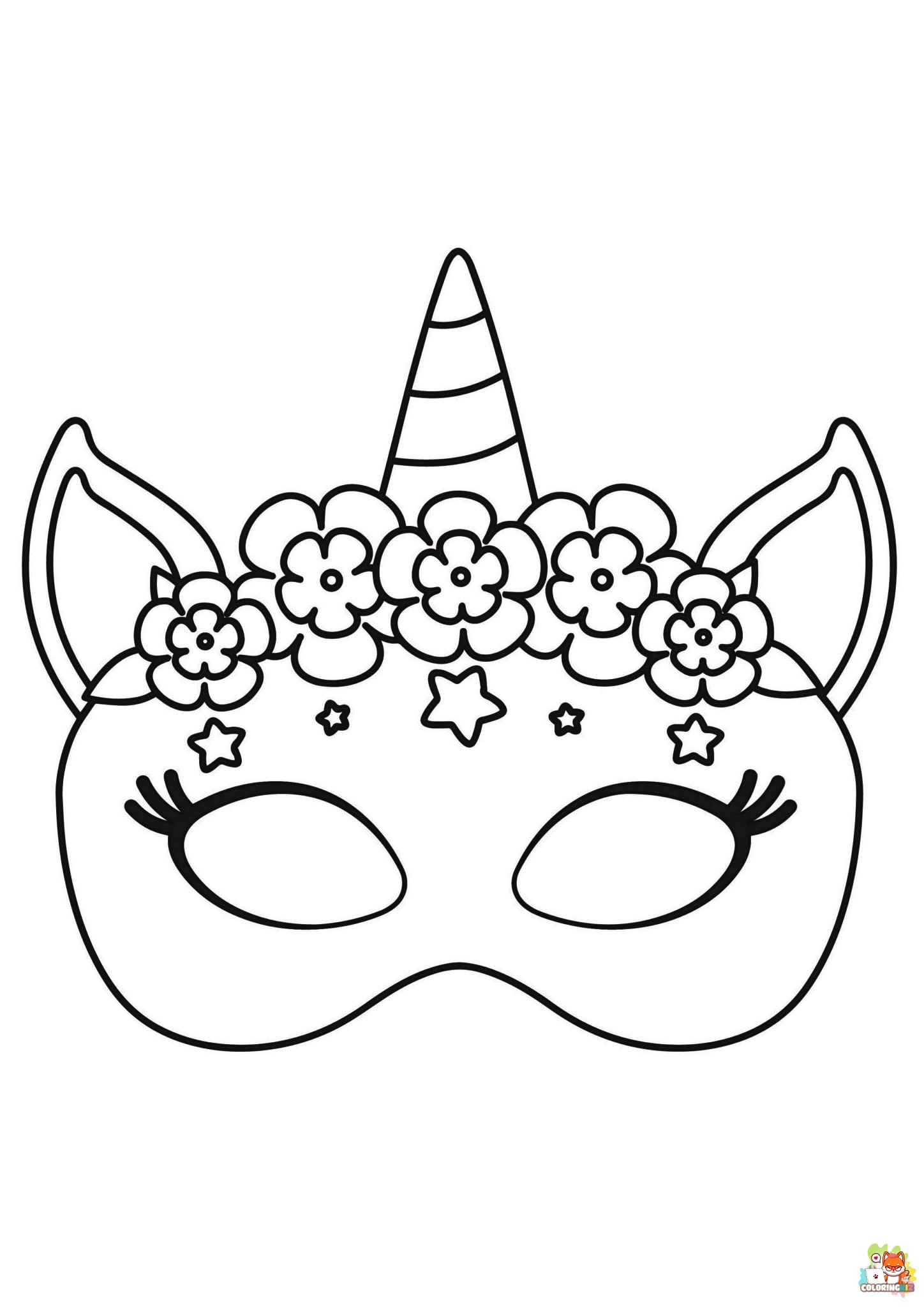 Unicorn Mask Coloring Pages 4