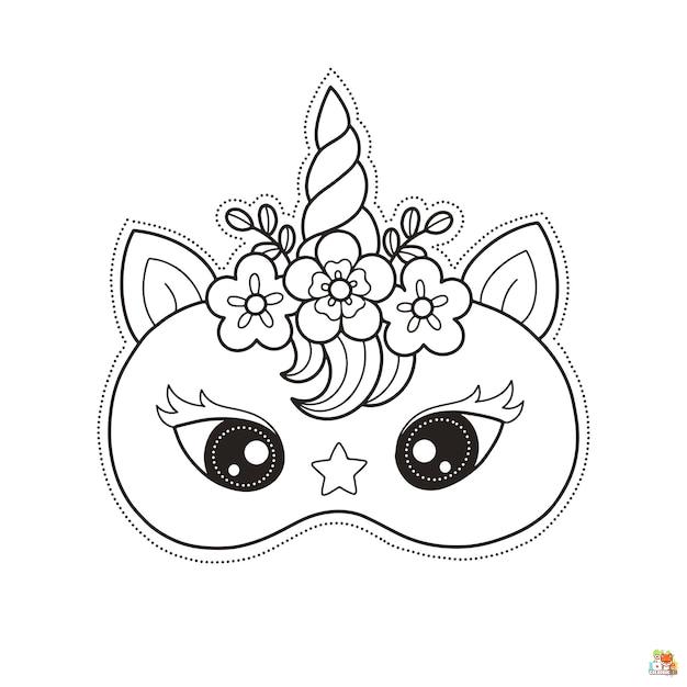 Unicorn Mask Coloring Pages 5