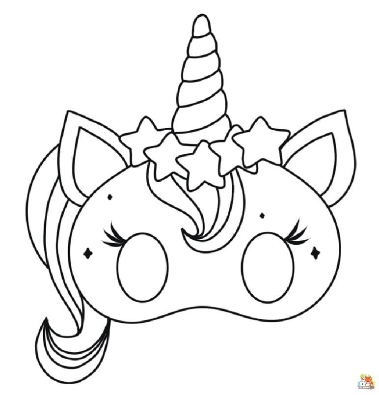 Unicorn Mask Coloring Pages 6