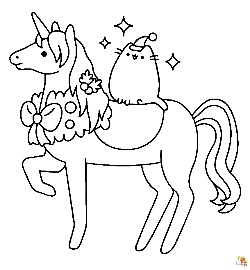 Unicorn Pusheen Coloring Pages 3