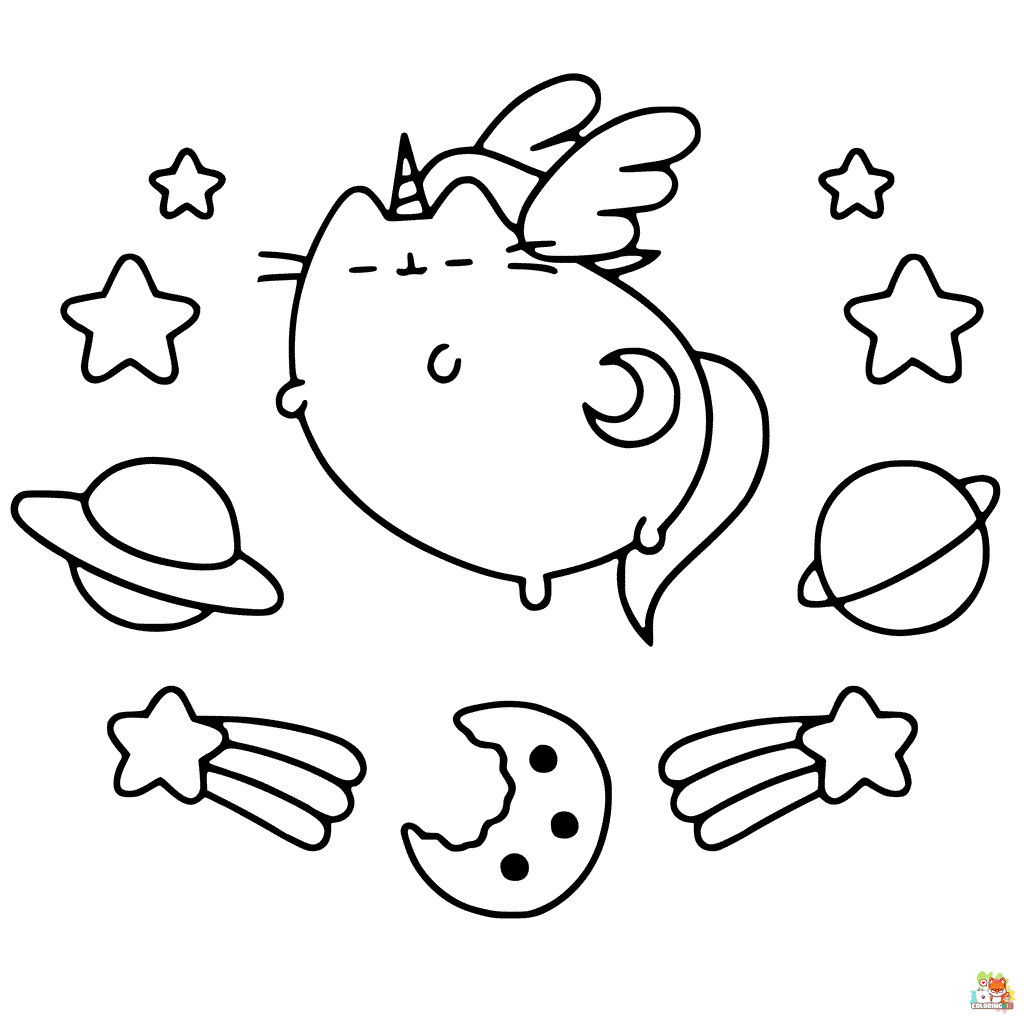 Unicorn Pusheen Coloring Pages 4