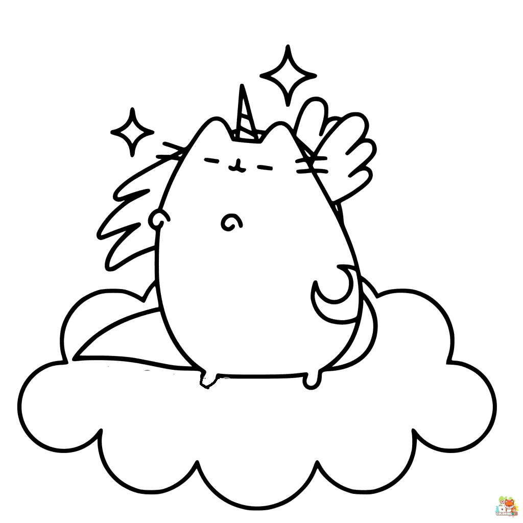 Unicorn Pusheen Coloring Pages 5