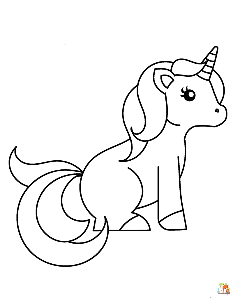 Unicorn Sitting Coloring Pages 1