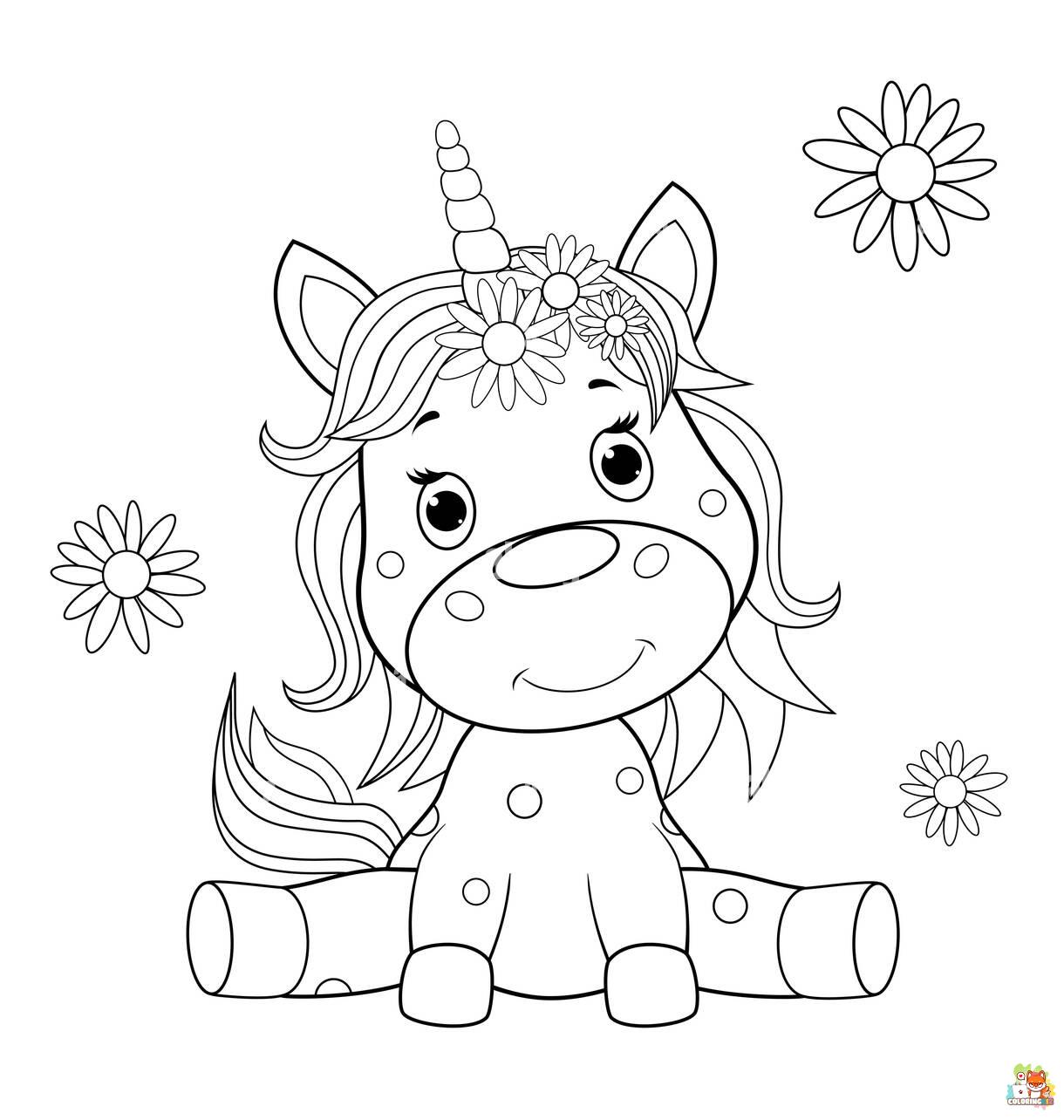 Unicorn Sitting Coloring Pages 4
