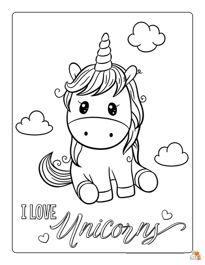 Unicorn Sitting Coloring Pages 4