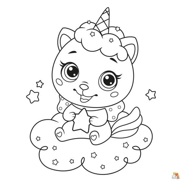 Unicorn Sitting Coloring Pages 9