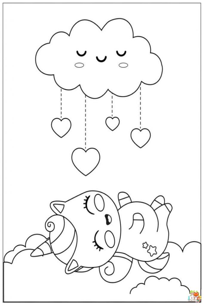 Unicorn Sleeping In The Cloud Coloring Pages 10
