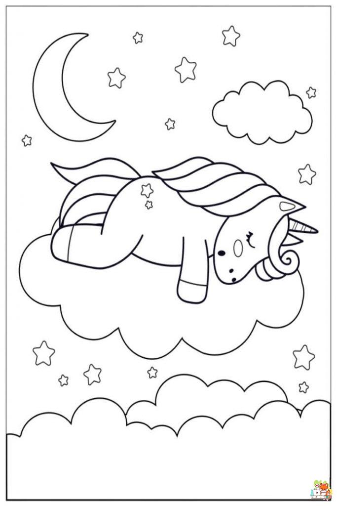 Unicorn Sleeping In The Cloud Coloring Pages 11