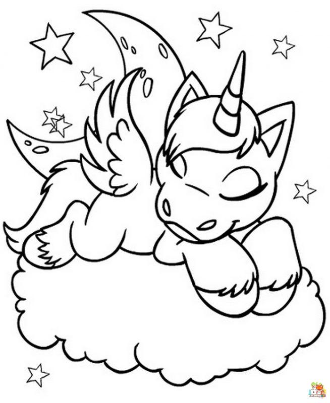 Unicorn Sleeping In The Cloud Coloring Pages 3