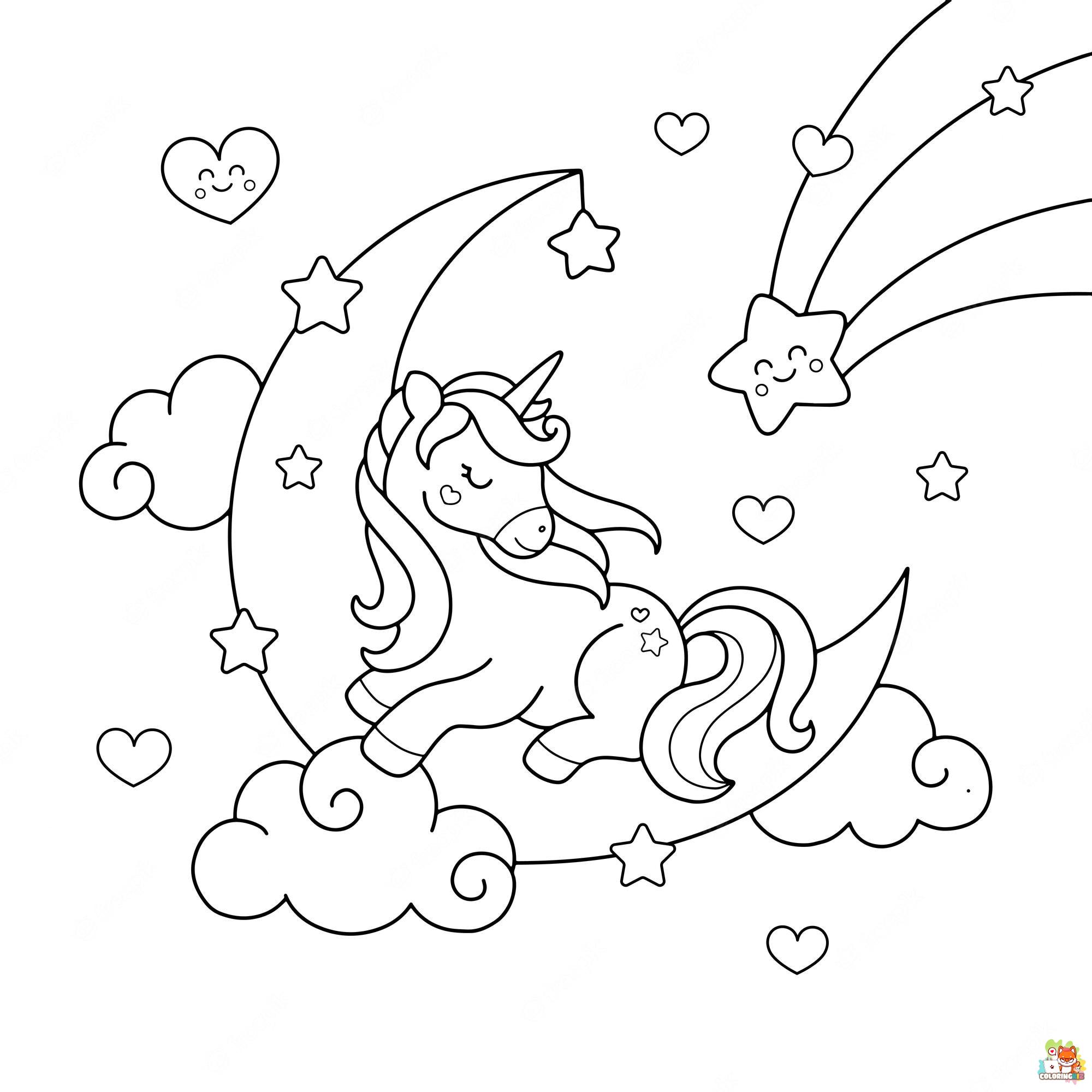 Unicorn Sleeping In The Cloud Coloring Pages 8