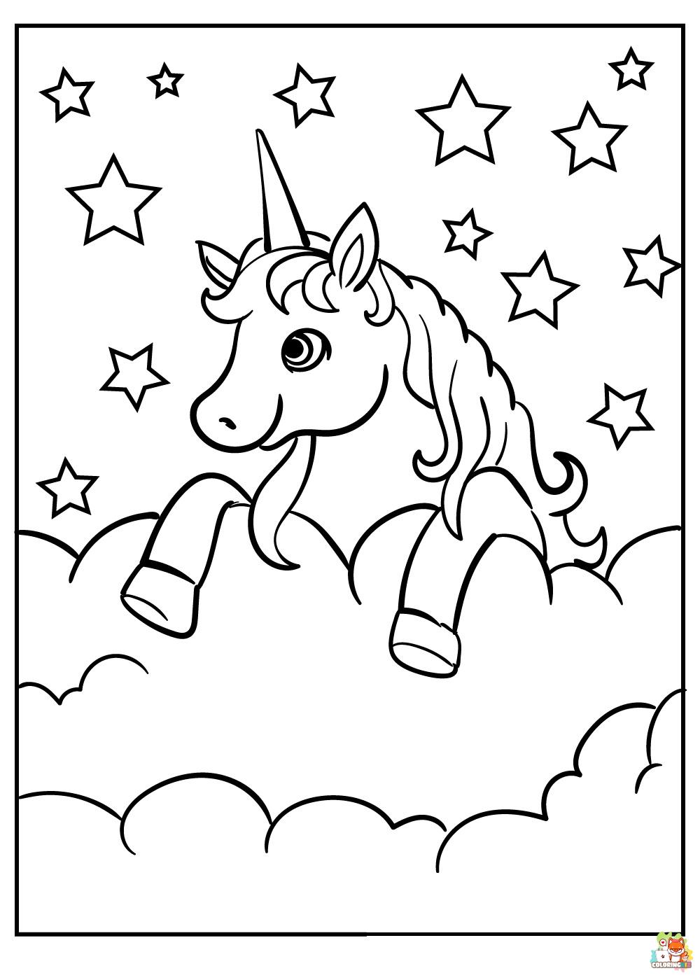 Unicorn Sleeping In The Cloud Coloring Pages 9
