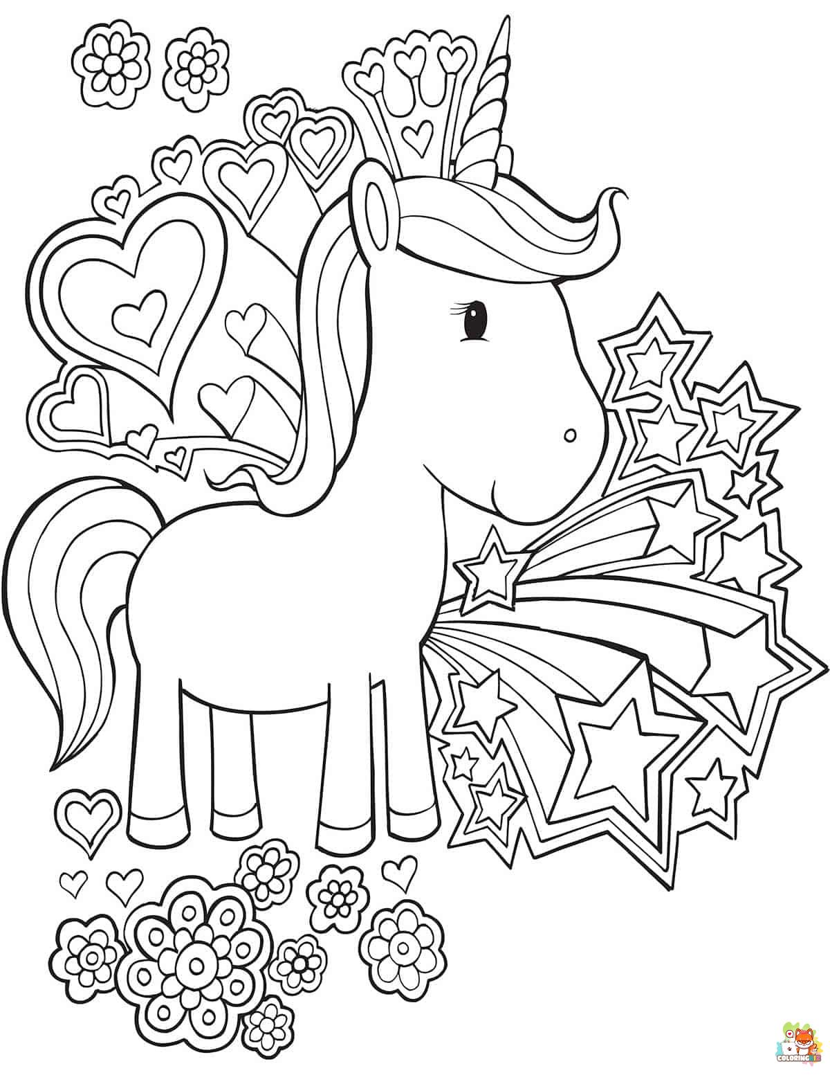 Unicorn Wearing Crown Coloring Pages 3