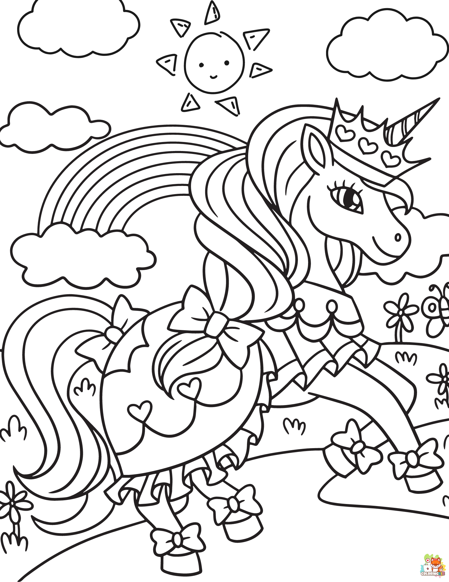 Unicorn Wearing Crown Coloring Pages 3