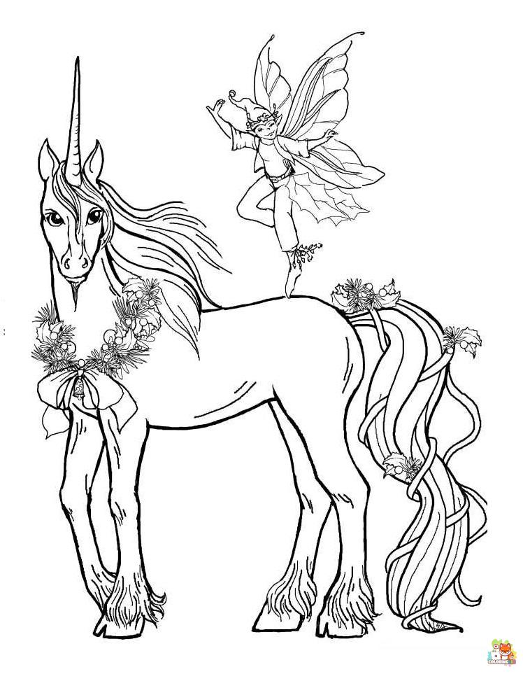 Unicorn With Fairy Coloring Pages 2