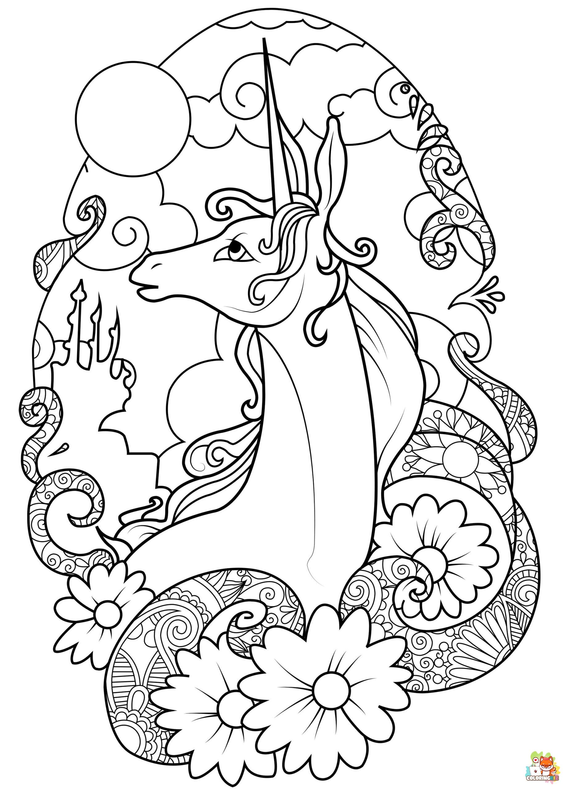 Unicorn With Fairy Coloring Pages 3