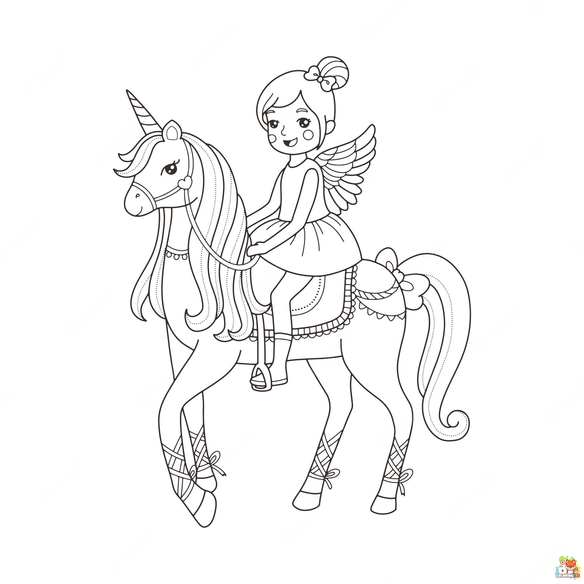 Unicorn With Fairy Coloring Pages 4