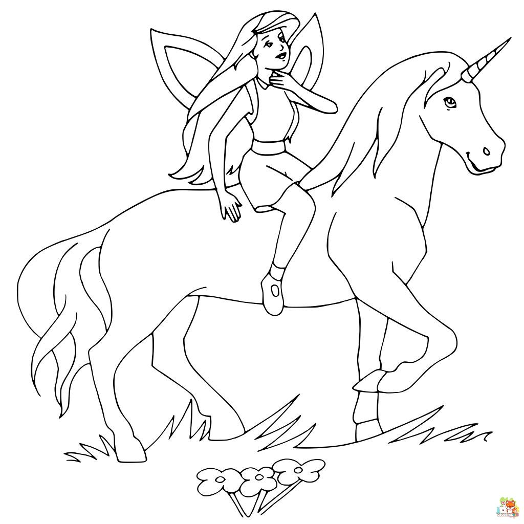 Unicorn With Fairy Coloring Pages 5