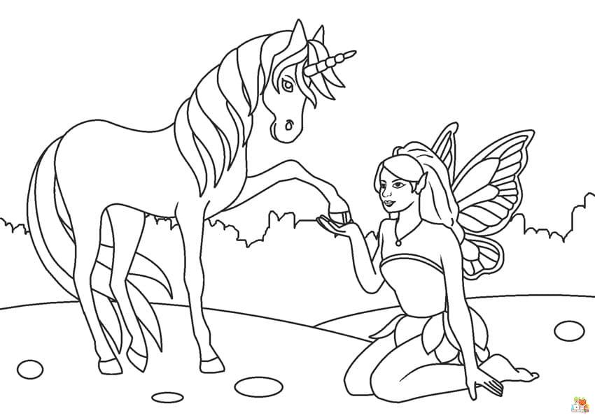 Unicorn With Fairy Coloring Pages 6