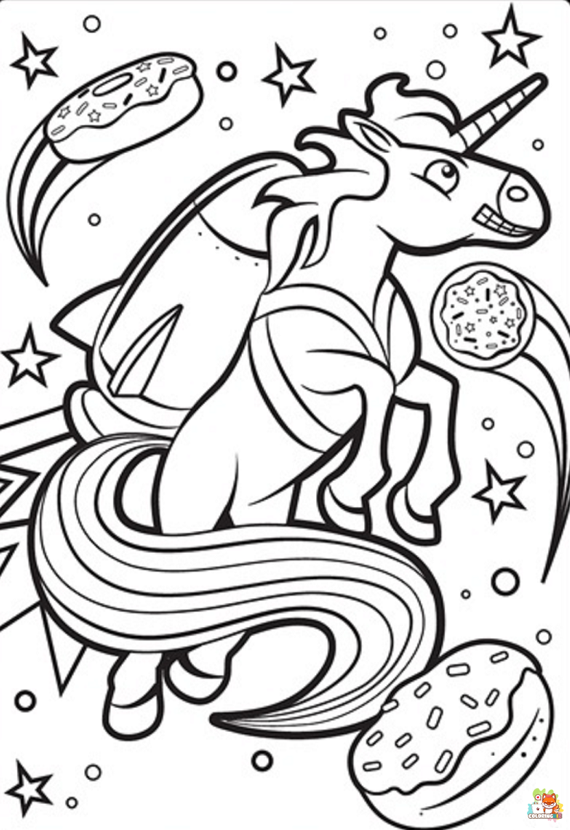 Unicorn With Rocket Coloring Pages 1
