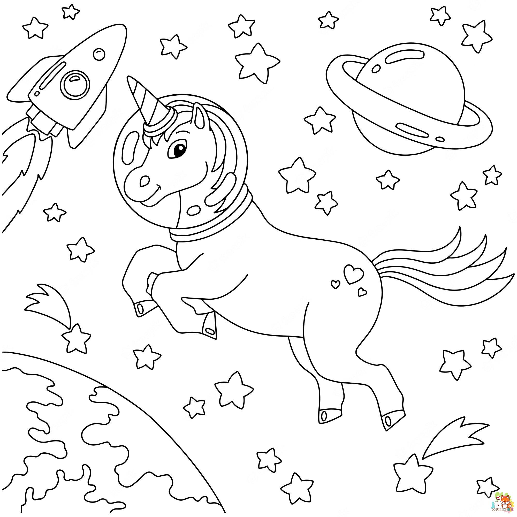 Unicorn With Rocket Coloring Pages 3
