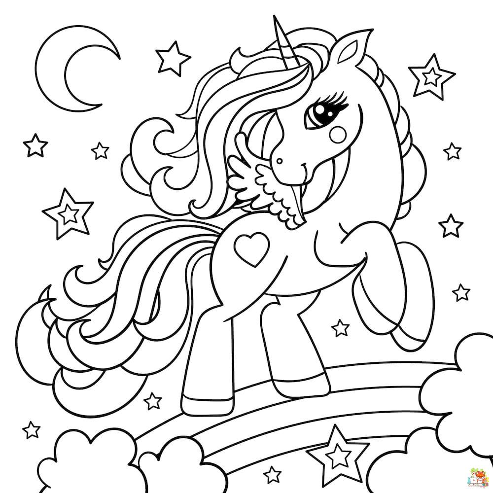 Unicorn With Stars Coloring Pages 10