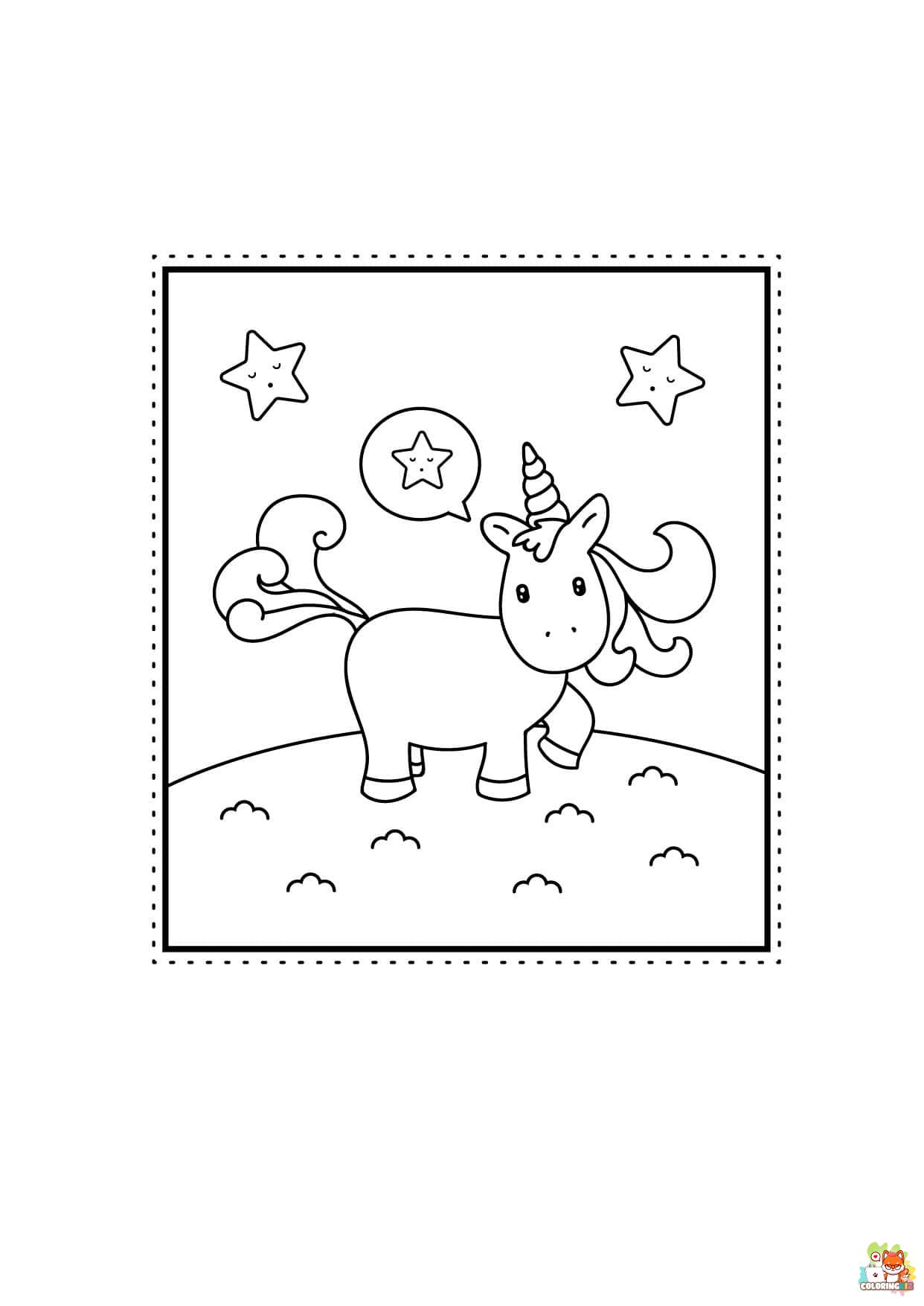 Unicorn With Stars Coloring Pages 11