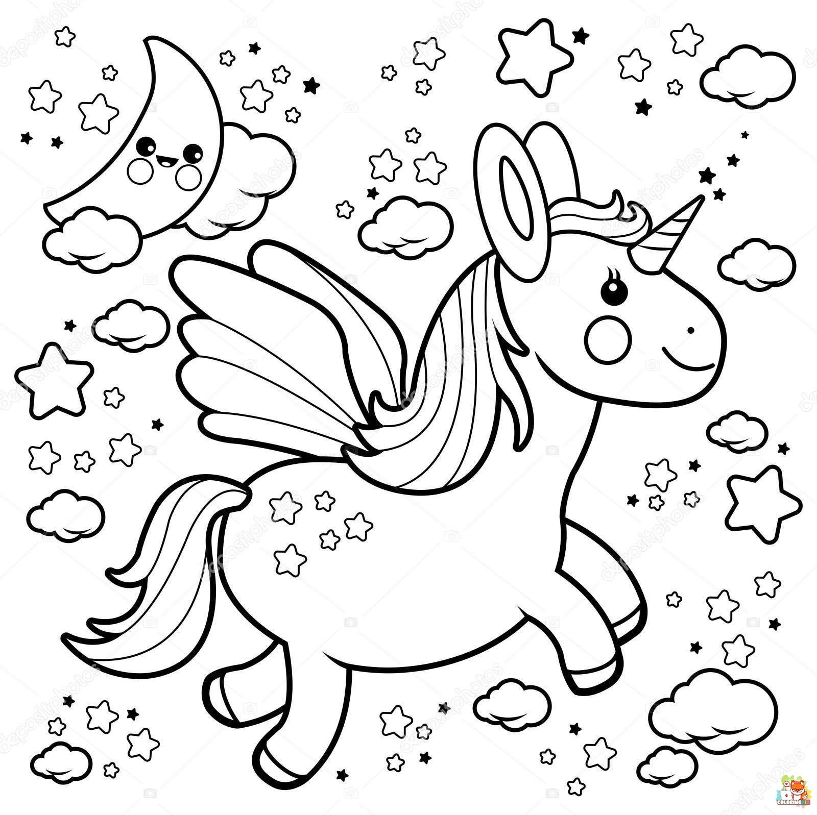 Unicorn With Stars Coloring Pages 4