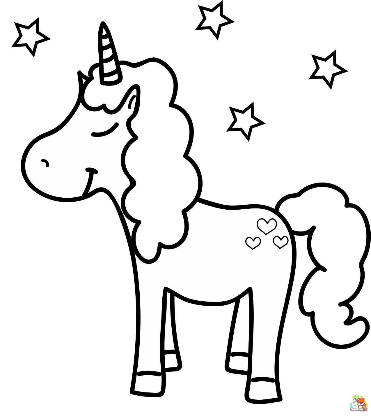 Unicorn With Stars Coloring Pages 4