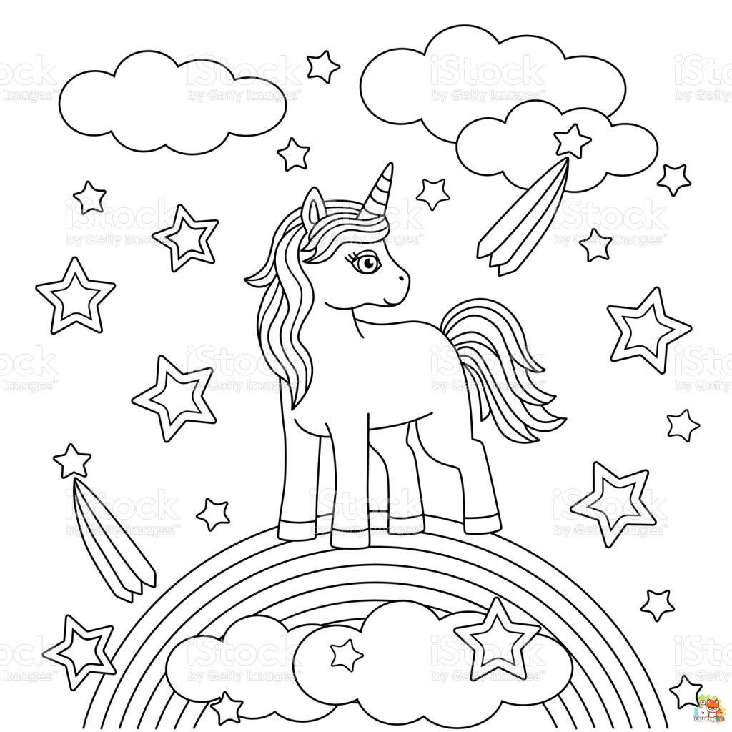 Unicorn With Stars Coloring Pages 8