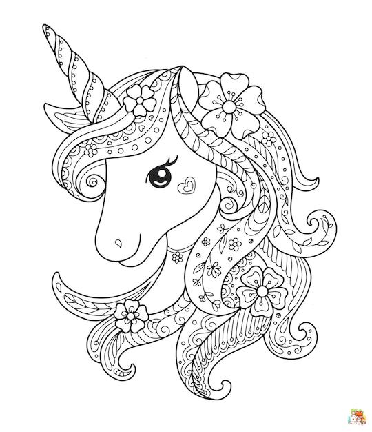 Unicorn Zentangle Coloring Pages 5