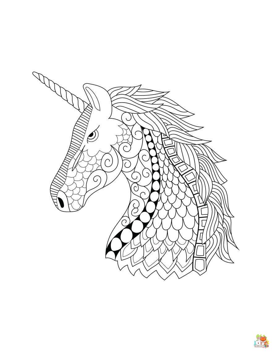 Unicorn Zentangle Coloring Pages 6