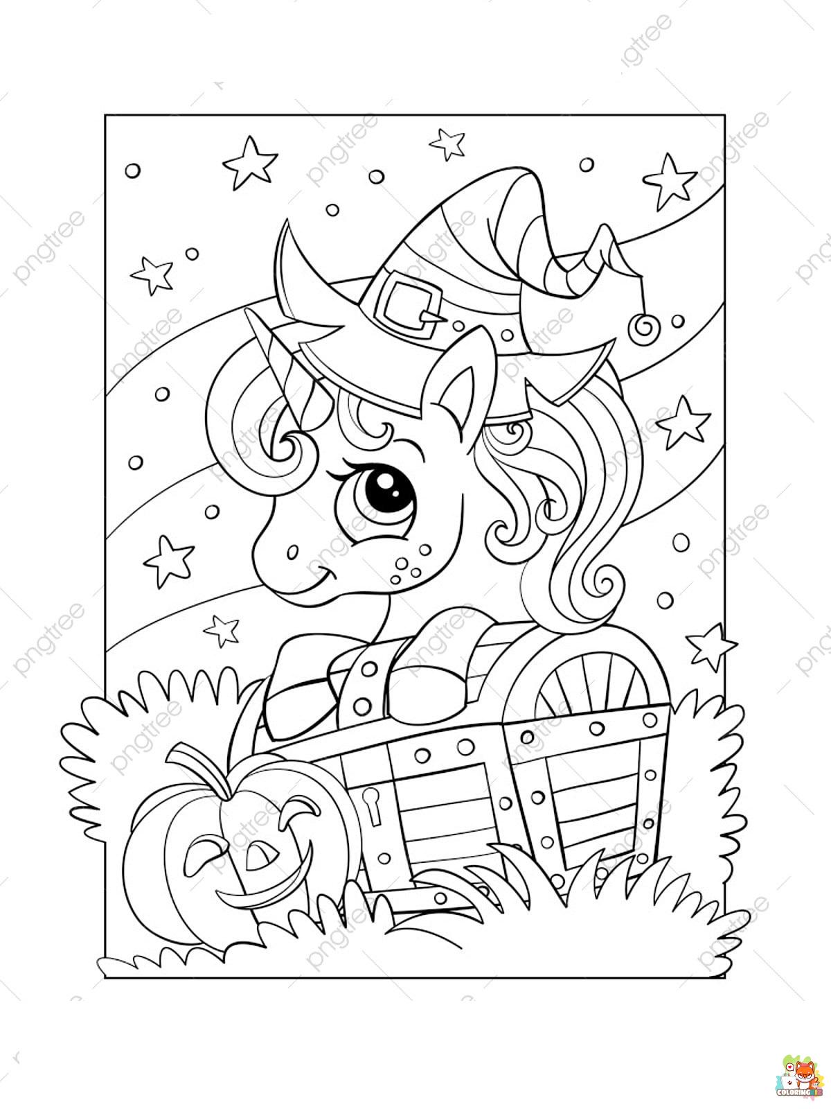 Unicorn and Witch coloring pages 2 1