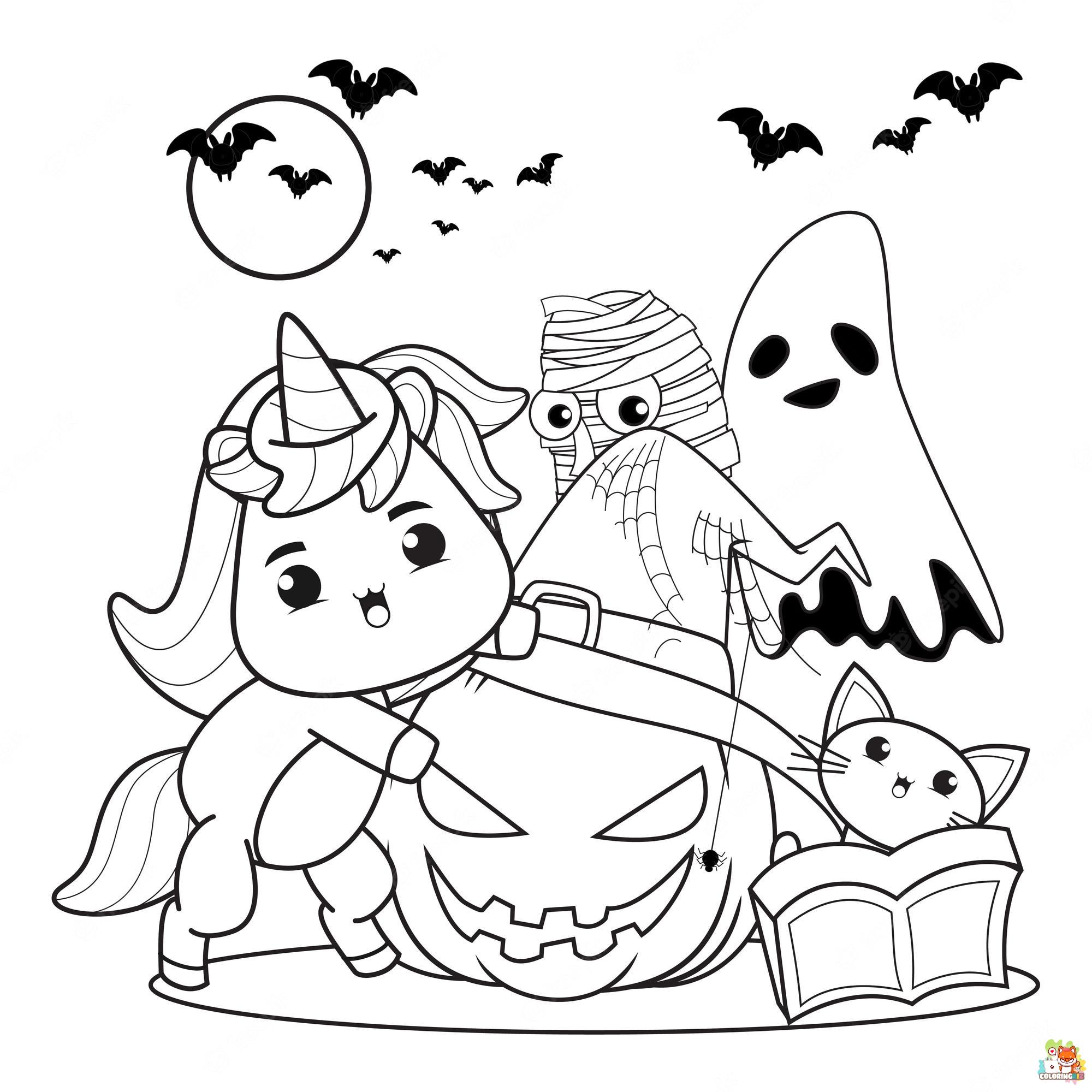 Unicorn and Witch coloring pages 7