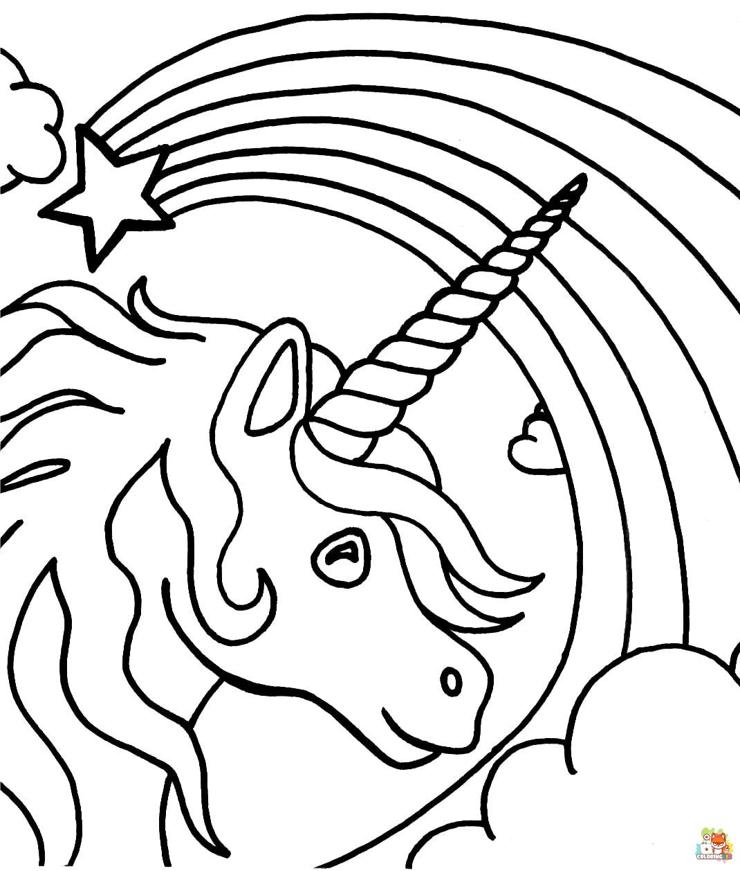 Unicorn head with rainbow coloring pages 1
